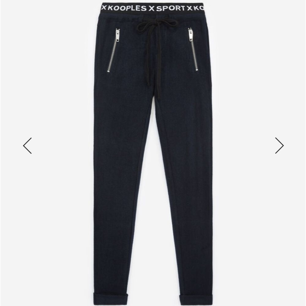 The Kooples x Sport Yoga Style Fleece Joggers Signature Logo Waistband Black